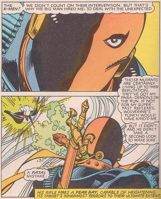 Deathstroke takes aim at Storm.